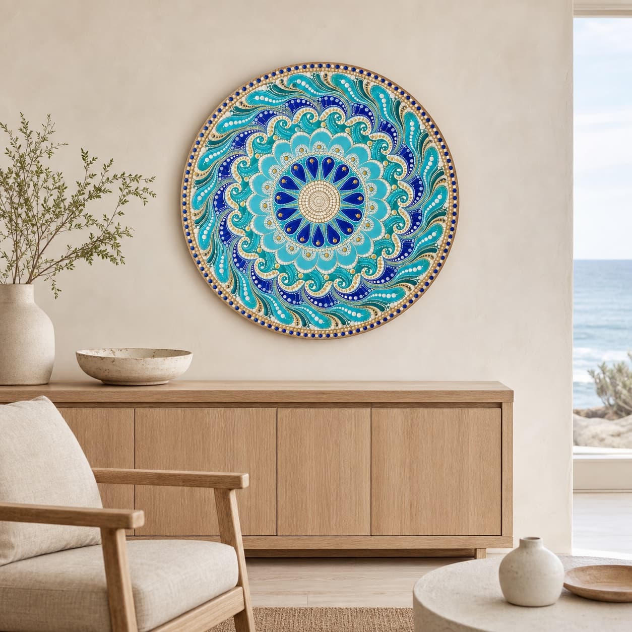Marea Turquesa instalada en un interior de tonos claros